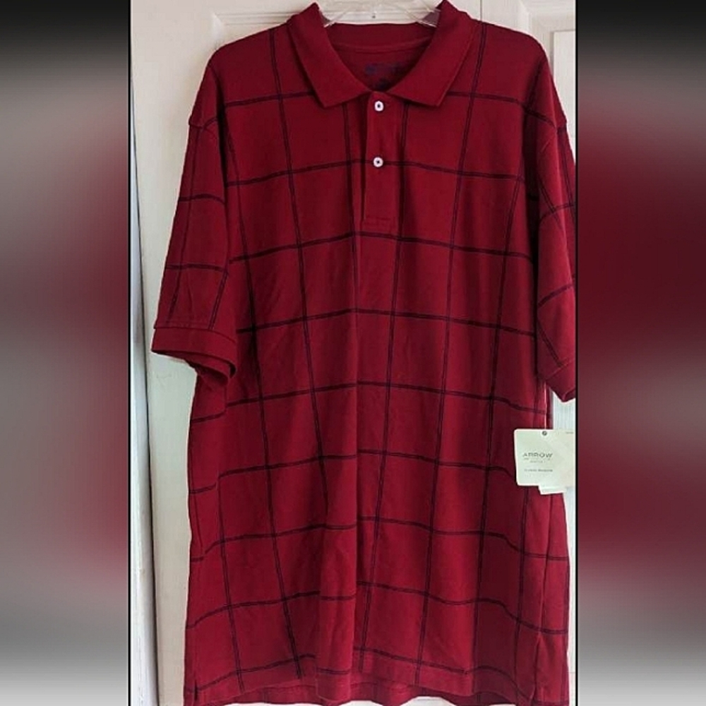 Mens XL Red Navy Short Sleeve Golf Polo Shirt Collar